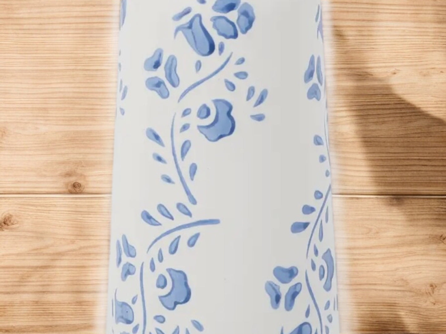 Blue Floral Chinoiserie Vase Southern Decor Ceramic French Print on White Vase Decorative Vessel Gift for Grandma