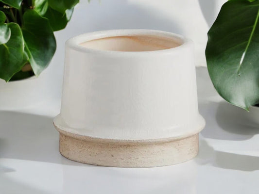 Small White Ceramic Planter Without Drainage Modern Round Flower Pot Decorative Pot for House Plants Lover Gift for Gardener