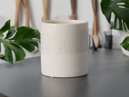 Two Tone White Modern Planter Without Drainage Round Cylinder Flower Pot Decorative Ceramic Pot for House Plants Lover Gift for Gardener