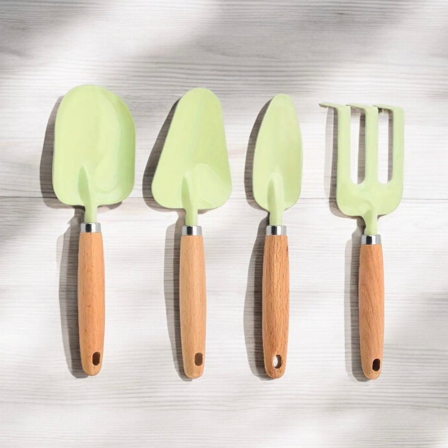 Green Gardening Tool Set Gift for Mom Metal Garden Tools Trowel Rake Shovel Scoop Gift for Gardener Pastel