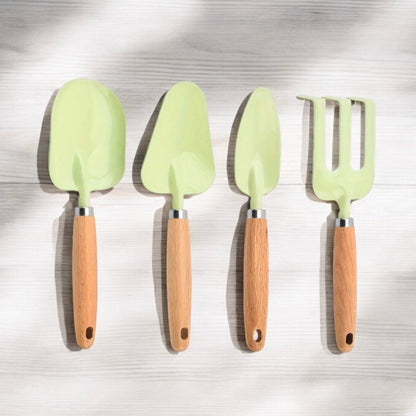 Green Gardening Tool Set Gift for Mom Metal Garden Tools Trowel Rake Shovel Scoop Gift for Gardener Pastel