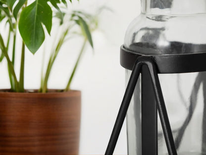 Modern Propagation Station Set with Black Metal Frame and Glass Bottles Vase Propagate Modern Industrial Style