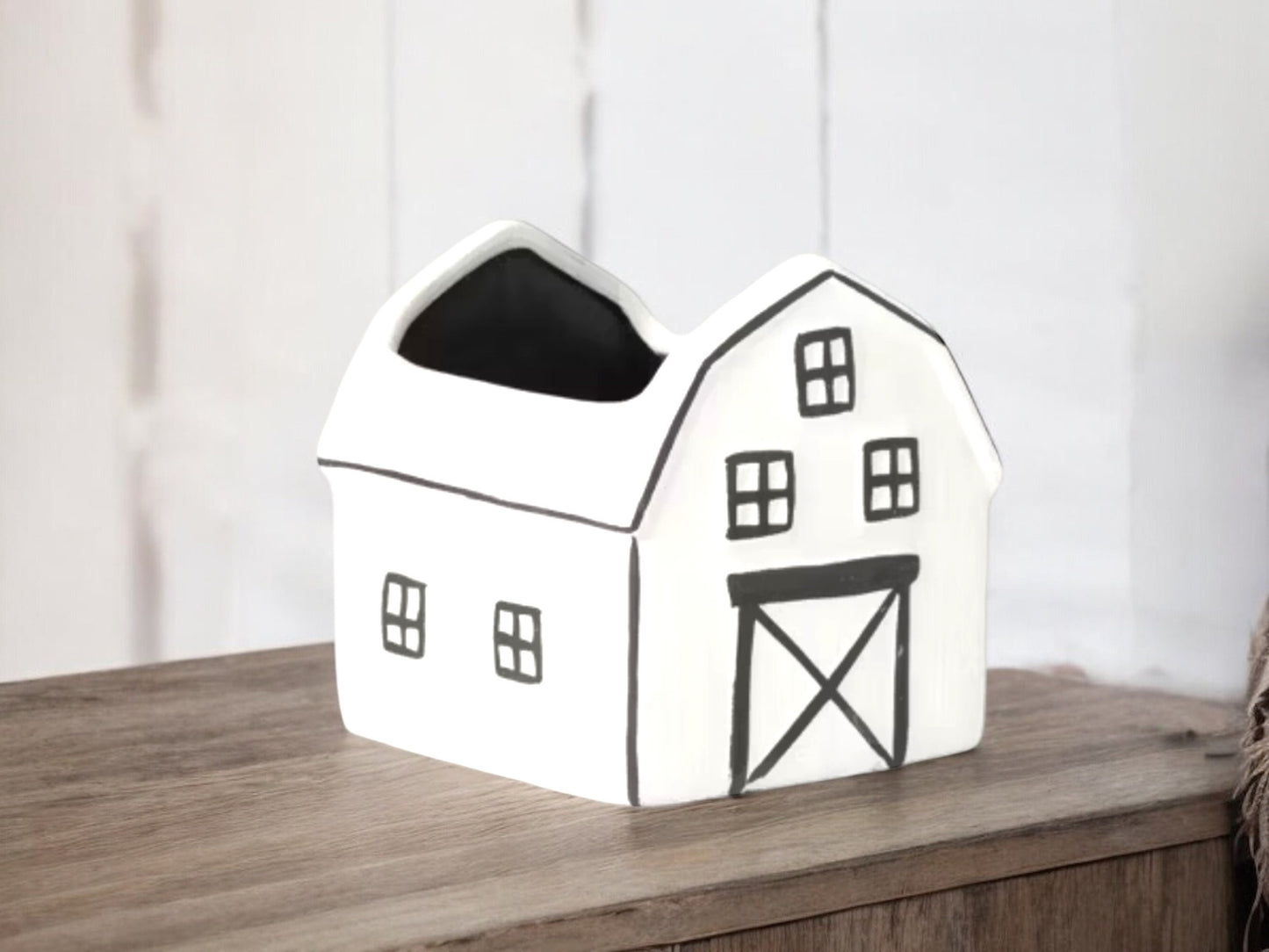 Barn Farm Planter Modern Farmhouse Black and White Gift for a Southern Girl Decorative Flower Pot Housewarming