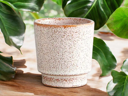 Small Speckled Planter Without Drainage Cream Tan Neutral Colors Ceramic Flower Pot for Succulents Small Gift for Teacher Coworker