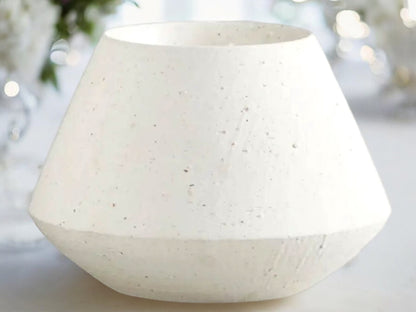 Matte White Planter for Wedding Decor Without Drainage Gift for Bridal Shower Round Flower Pot Decorative Textured Ceramic Pot