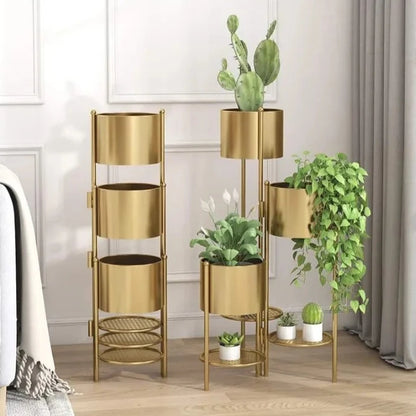 3 Tier Plant Stand Tall Plant Stand with Flower Pots Metal Tiered Plant Stand Tall Metal Plant Stand Indoor Gold Black Foldable