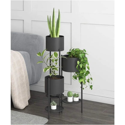 3 Tier Plant Stand Tall Plant Stand with Flower Pots Metal Tiered Plant Stand Tall Metal Plant Stand Indoor Gold Black Foldable