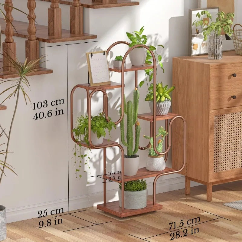 6 Tier Plant Stand Cactus Plant Stand Tall Indoor Plant Shelf for House Plants Tiered Metal Plant Pot Stand Bronze