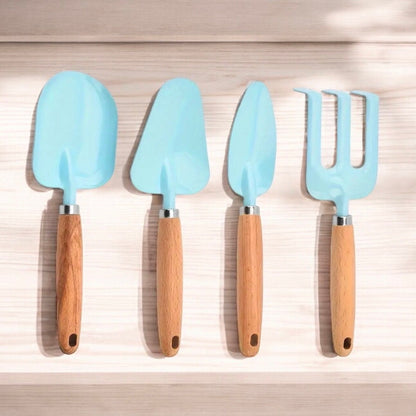 Pastel Blue Gardening Tool Set Gift for Mom Metal Garden Tools Trowel Rake Shovel Scoop Gift for Gardener Light Aqua Blue