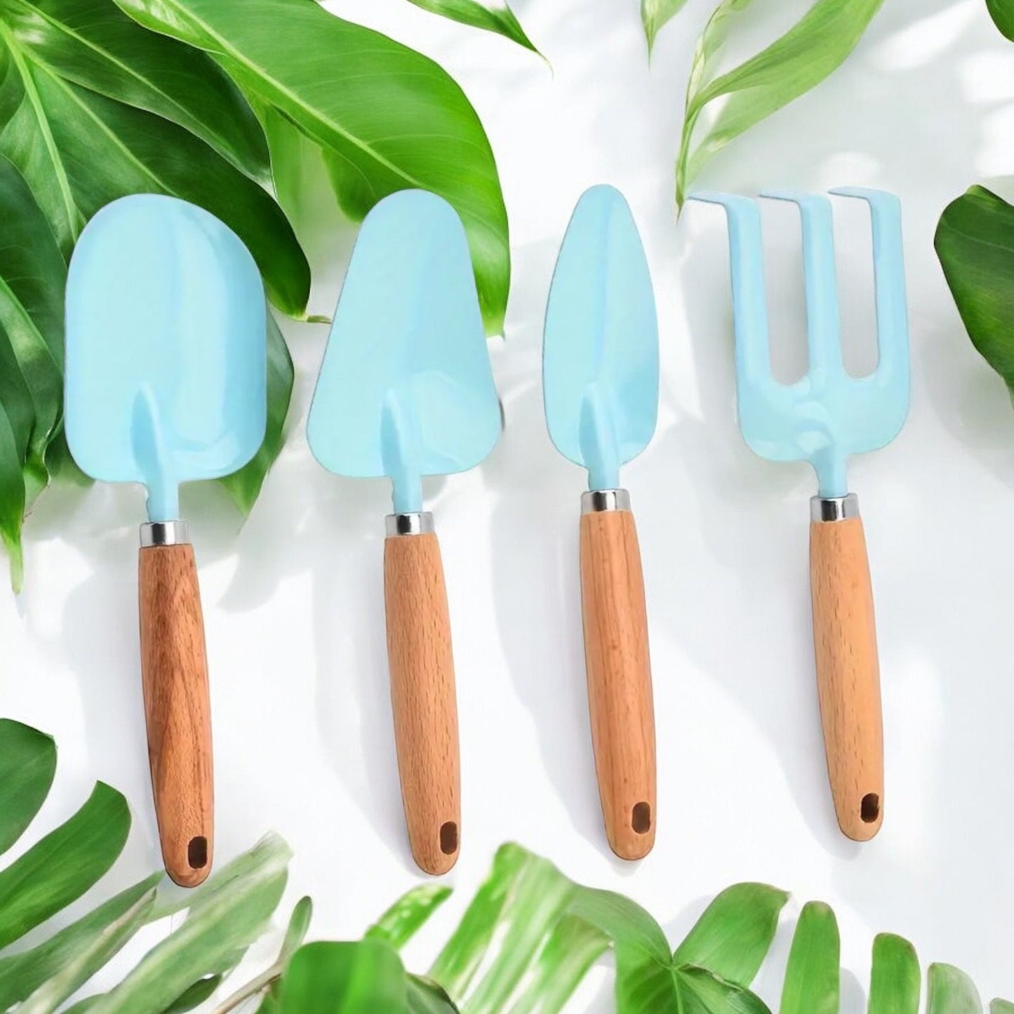 Pastel Blue Gardening Tool Set Gift for Mom Metal Garden Tools Trowel Rake Shovel Scoop Gift for Gardener Light Aqua Blue