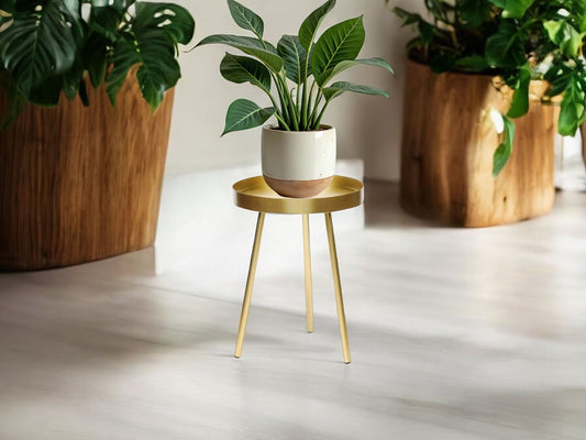 Gold Plant Stand Modern Side Table Metal Round Risers for House Plants