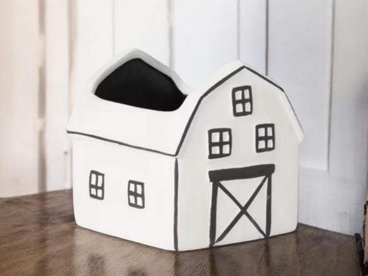 Barn Farm Planter Modern Farmhouse Black and White Gift for a Southern Girl Decorative Flower Pot Housewarming