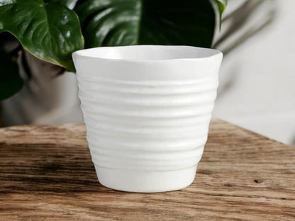 Cream Ceramic Planter Without Drainage Textured Flower Pot Decorative White Pot for House Plant Lover Gift for Mom