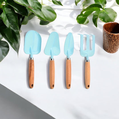 Pastel Blue Gardening Tool Set Gift for Mom Metal Garden Tools Trowel Rake Shovel Scoop Gift for Gardener Light Aqua Blue