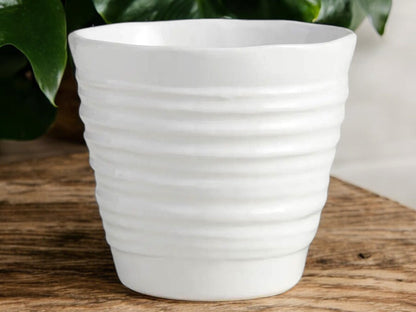 Cream Ceramic Planter Without Drainage Textured Flower Pot Decorative White Pot for House Plant Lover Gift for Mom